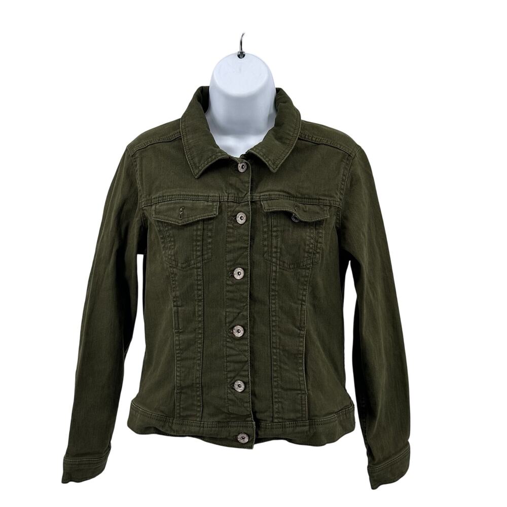 Sonoma Jacket WMNS Button-Up Olive Green Cotton Blend Long Sleeve S  Denim Jean